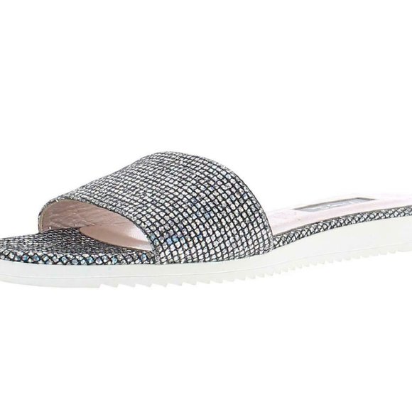 SJP by Sarah Jessica Parker Silver Women's Tropez Glitter Slide Sandals 37(7) - Picture 2 of 8